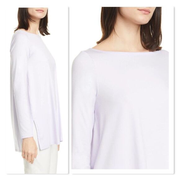 Eileen Fisher Ballet Neck Long Sleeve Tunic in Purple/Lavender - NEW - Picture 2 of 12